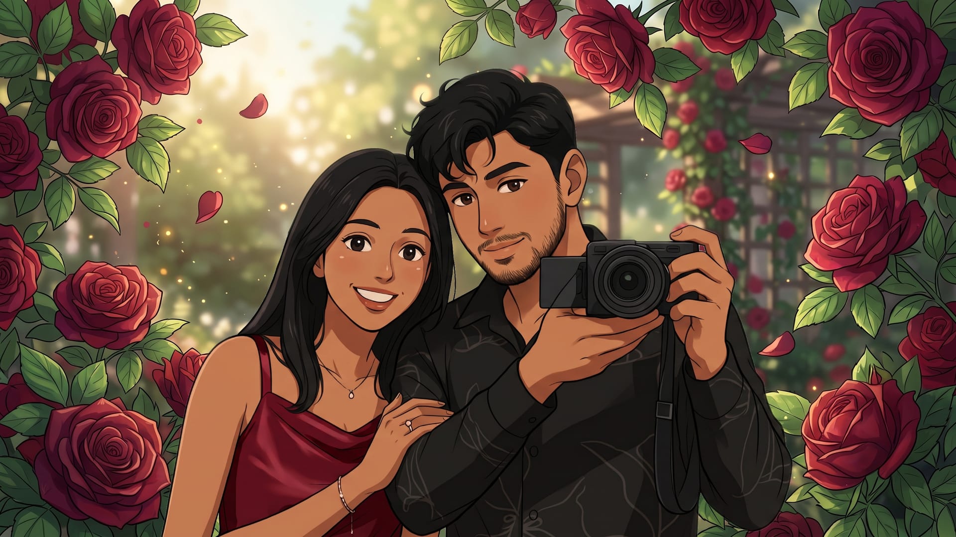 Neeranjan & Akshita among the roses